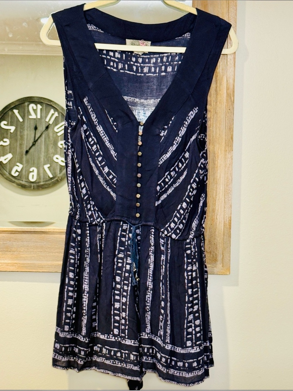 Ecote Black Patterned Sleeveless Romper